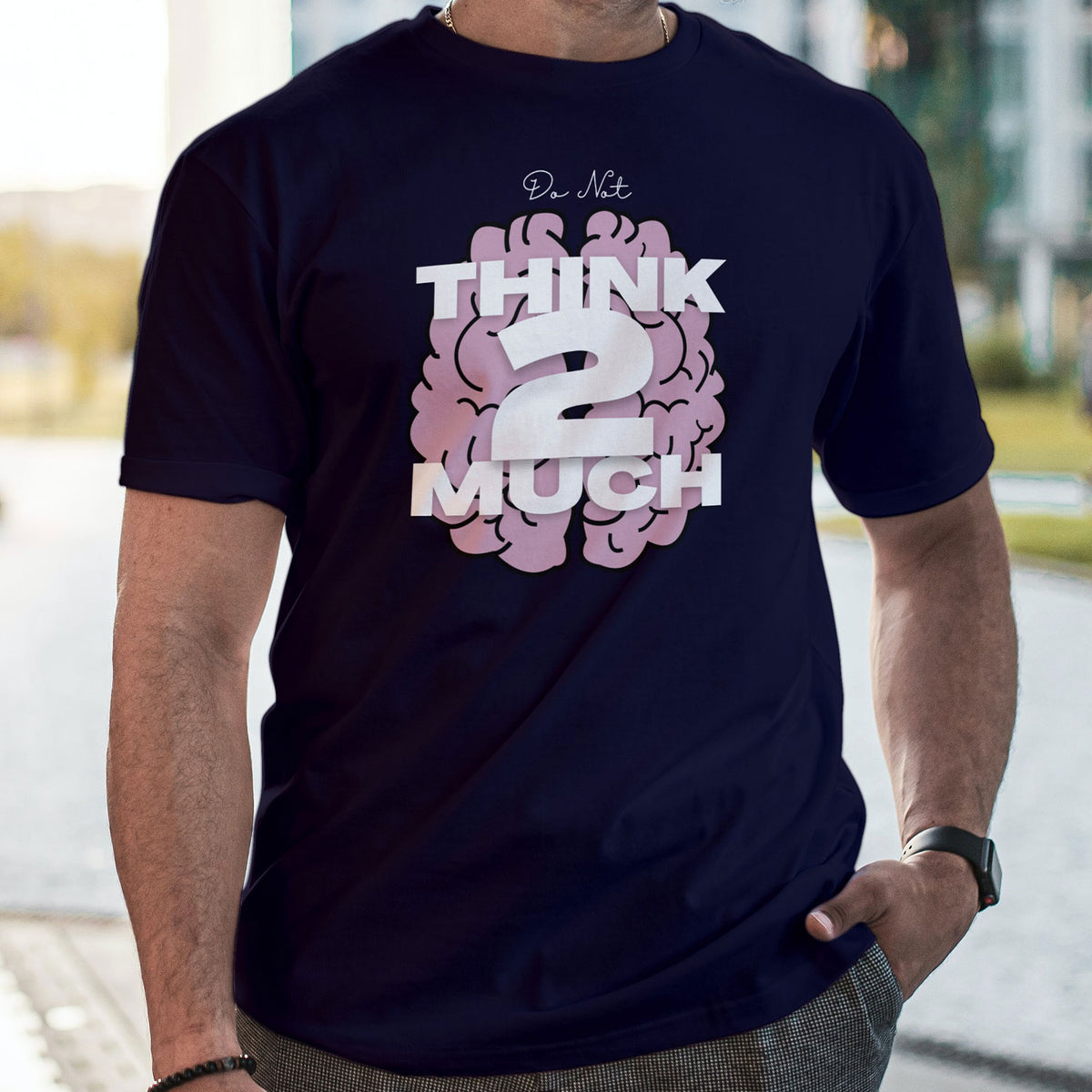 Think 2 Much Blue Printed T-shirt For Men