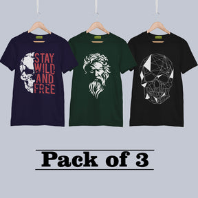 Printed T-shirt Combo For Men -Pack Of 3