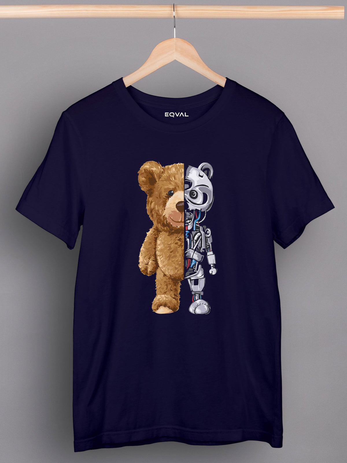 Men's Blue Robo-Bear Printed T-shirt