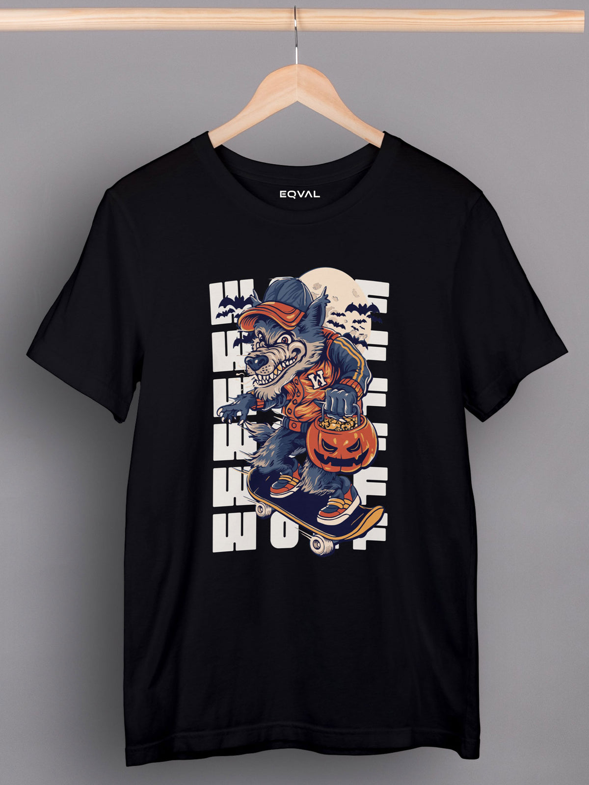 Men's Black Wolf Printed T-shirt
