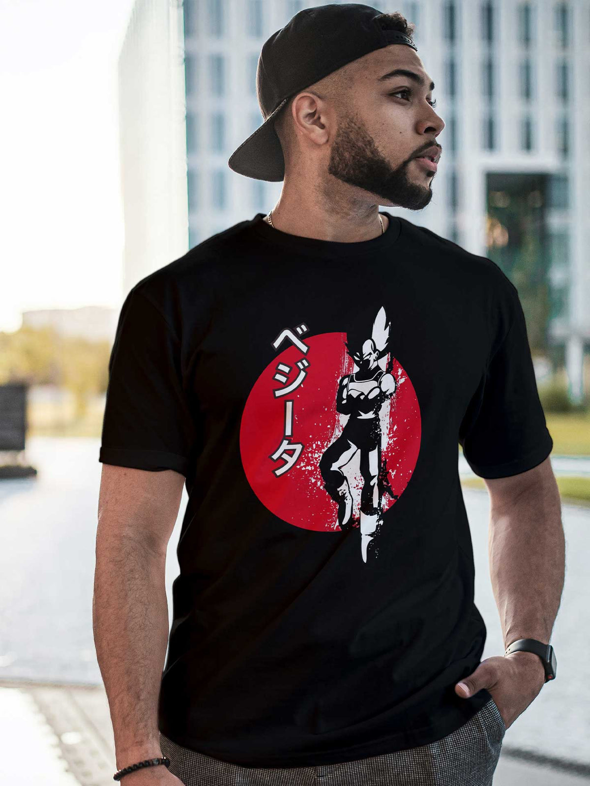 Men's Black Vegeta Printed T-shirt