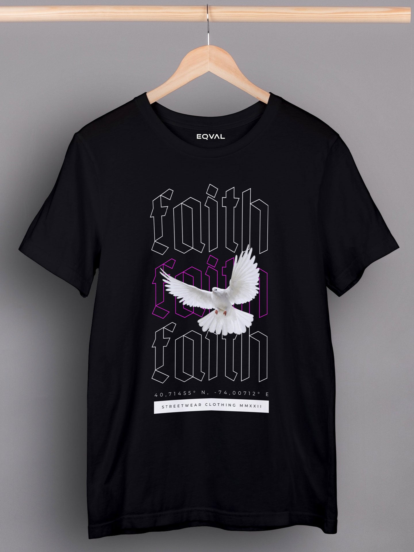 Men's Black Faith Printed T-shirt