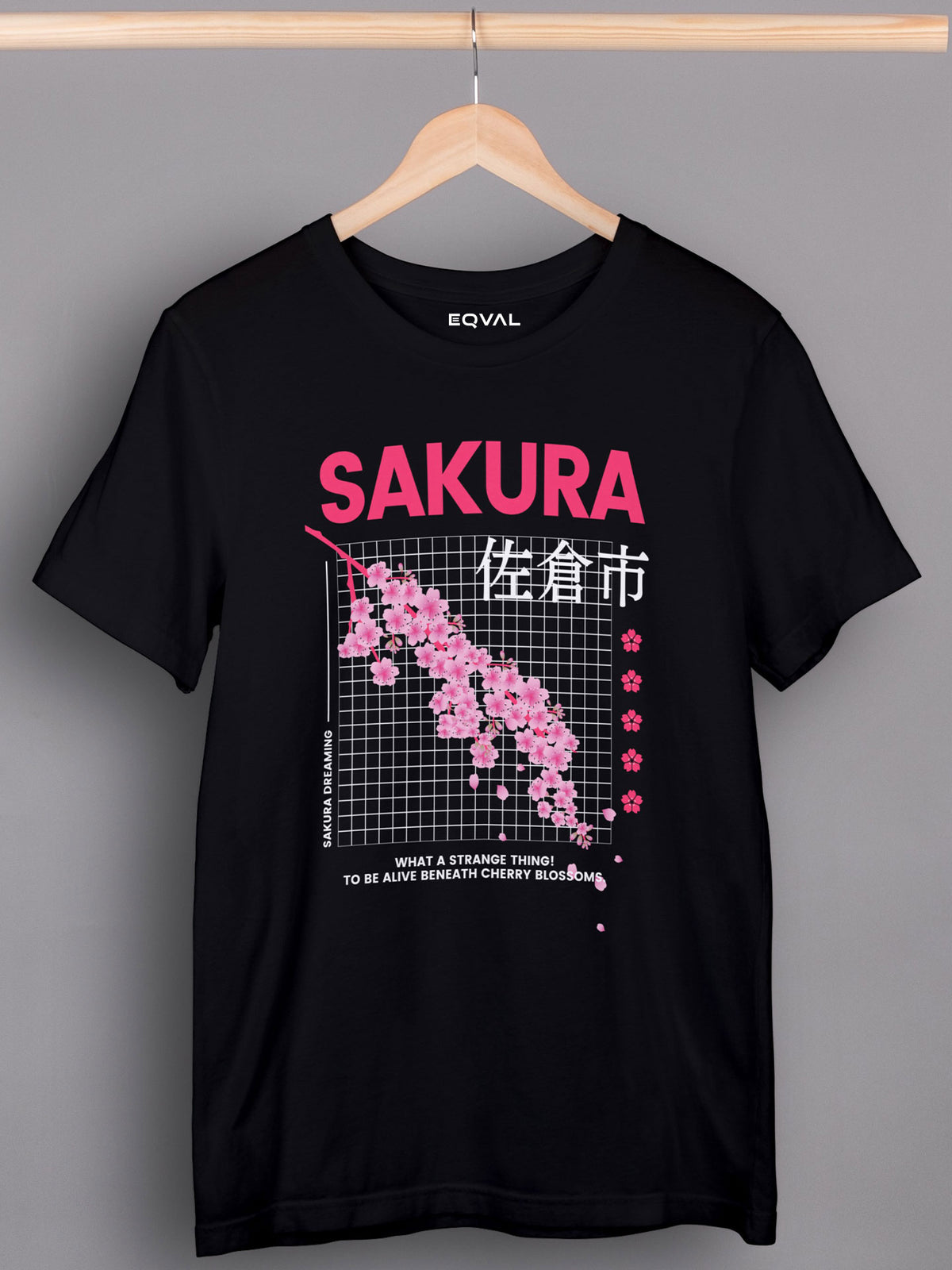 Men's Black Sakura Printed T-shirt