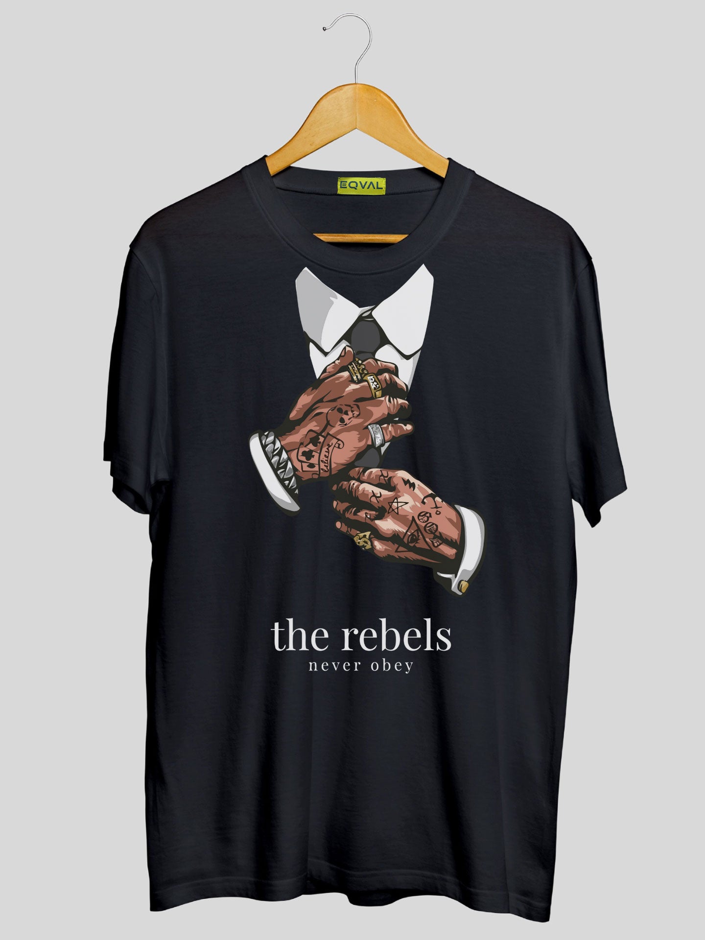Men's Black The Rebels Printed T-shirt