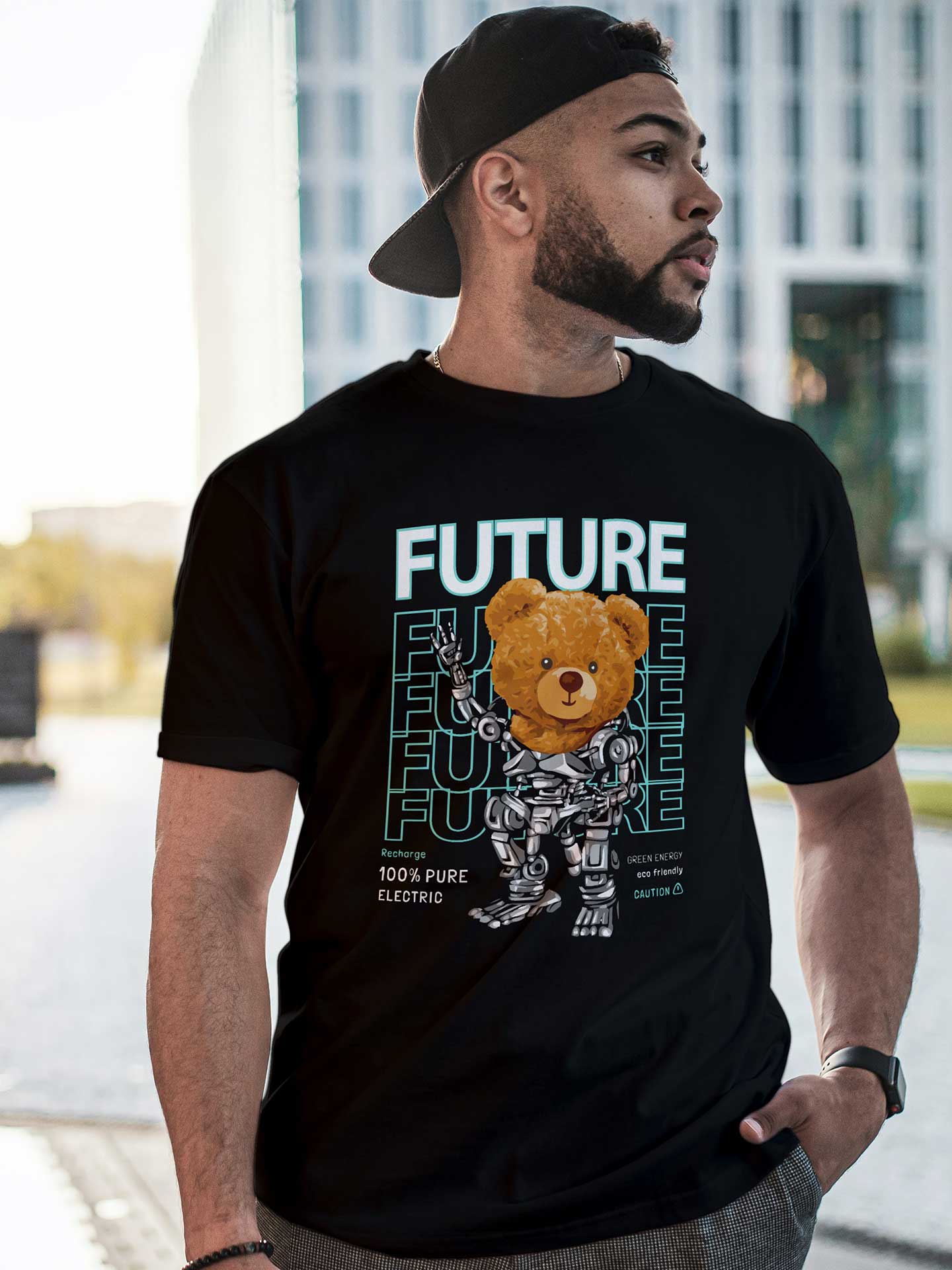 Men's Black FUTURE Printed Tshirt