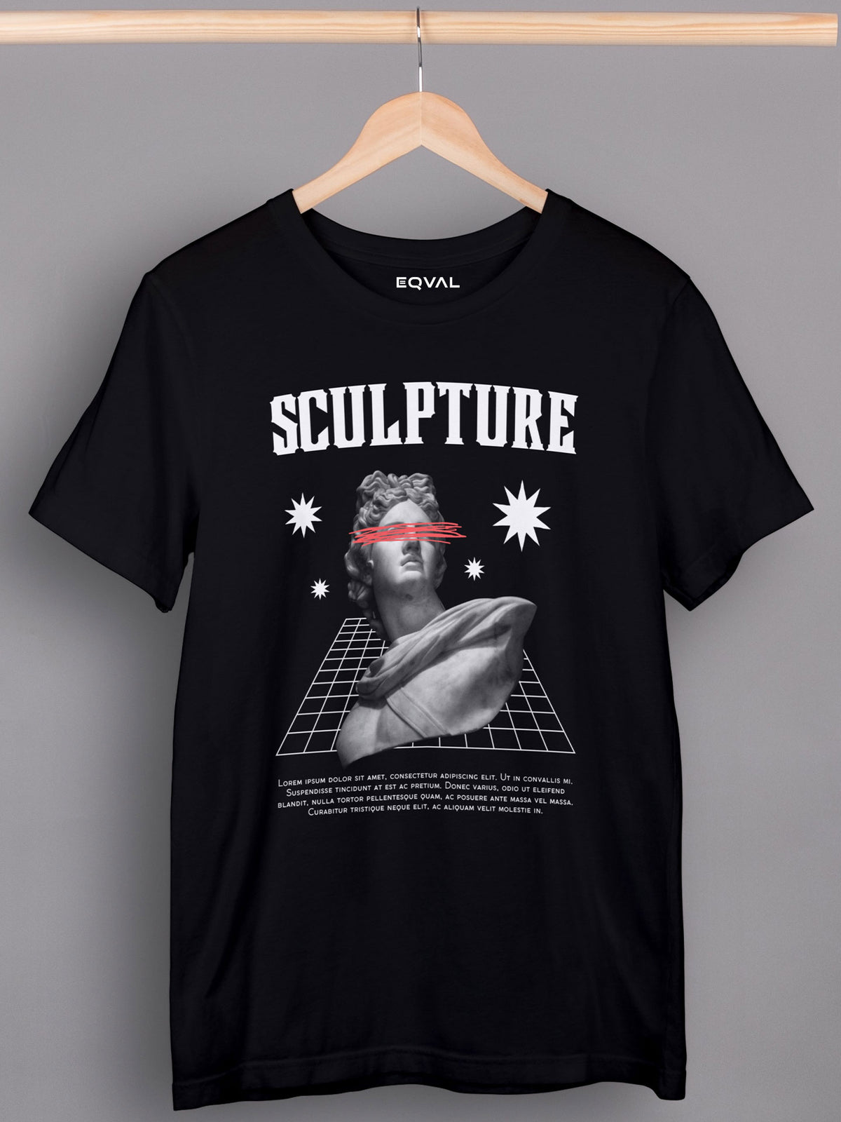 Men's Black Sculpture Printed T-shirt