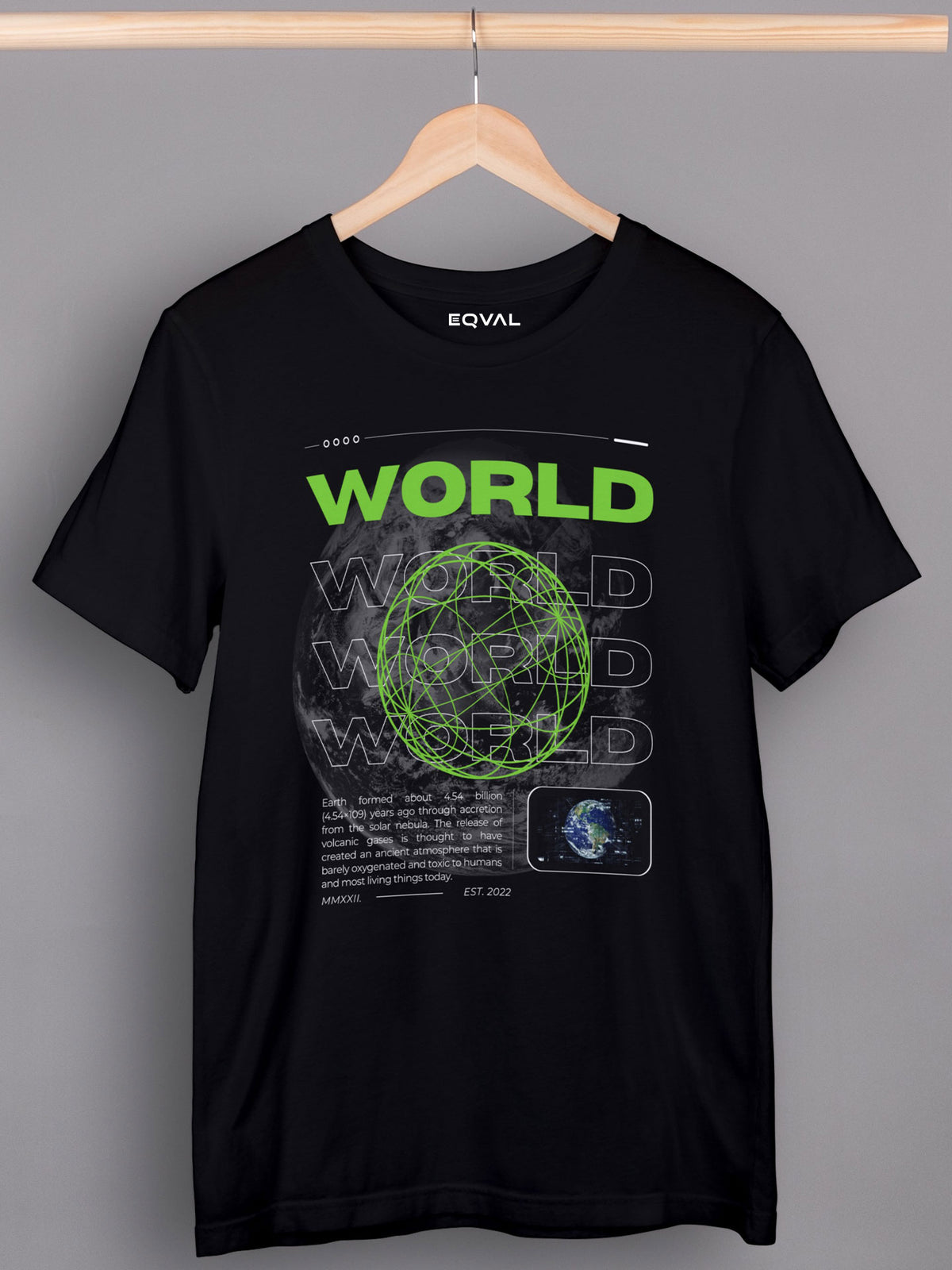 Men's Black World Printed T-shirt