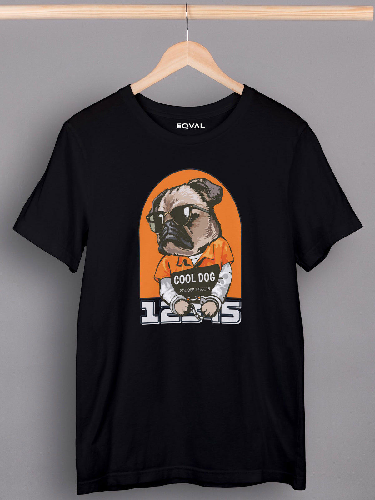 Men's Black Cool Dog Printed T-shirt