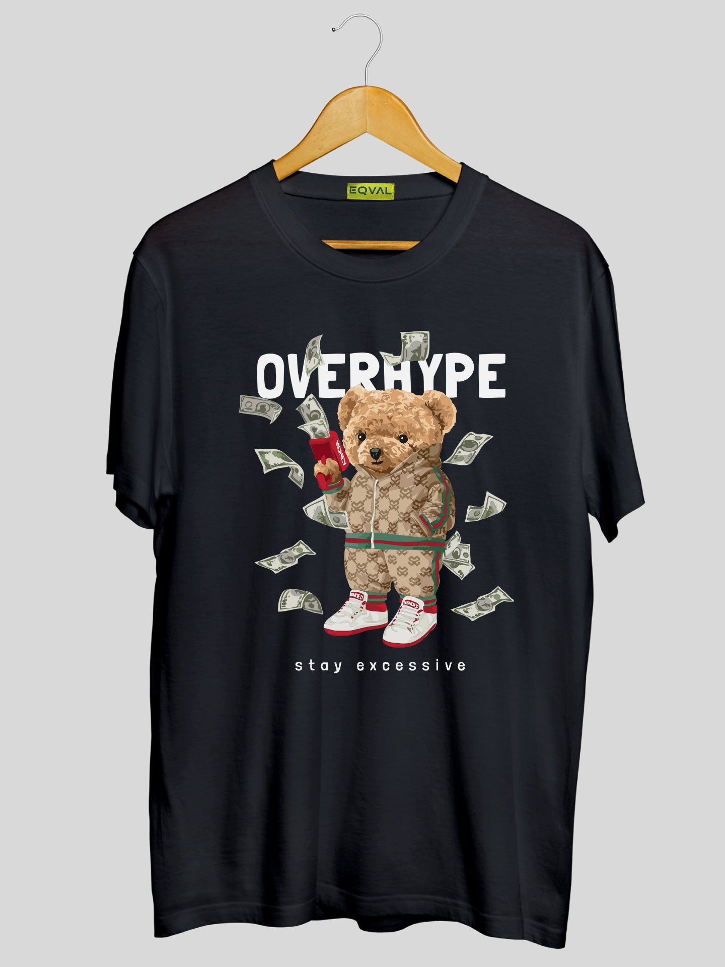 Men's Black OverHype Printed Tshirt