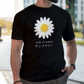 Sun Flower Printed Black T-shirt For Men