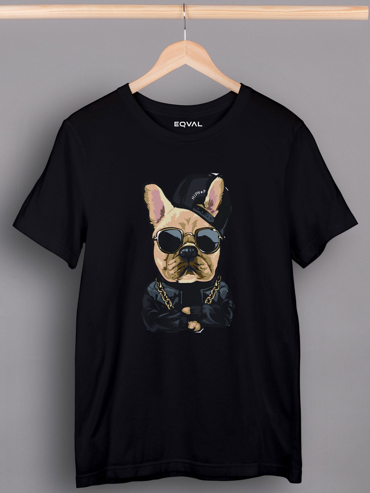 Men's Black Dog Printed T-shirt