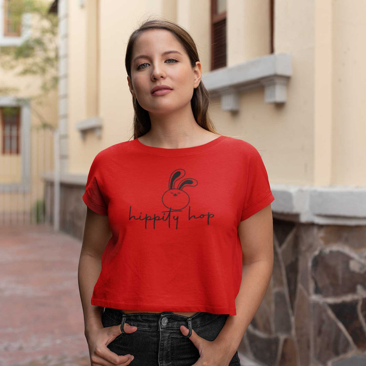 Hippity Hop Printed Crop Top Tshirt