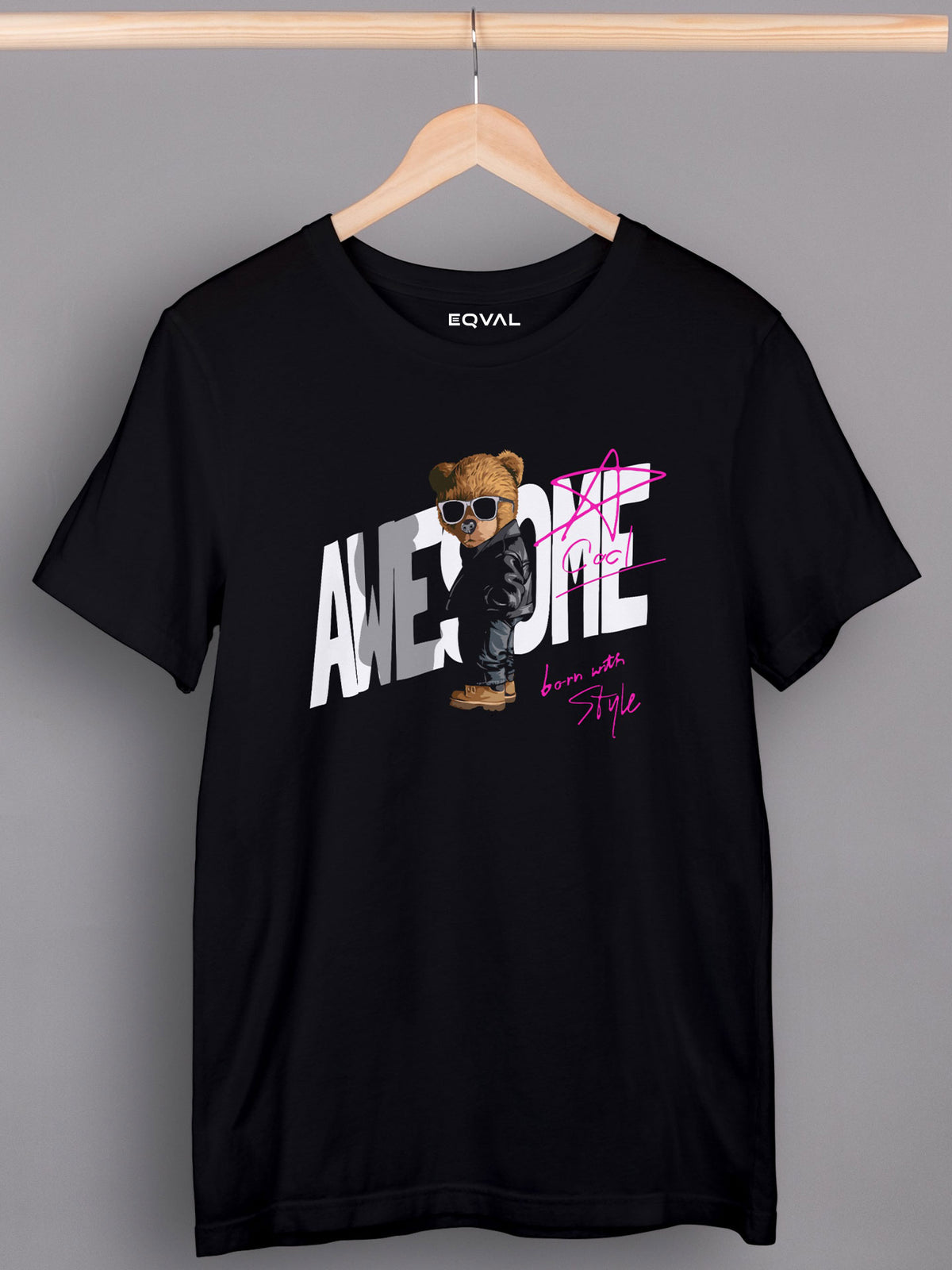 Men's Black Awesome Printed T-shirt