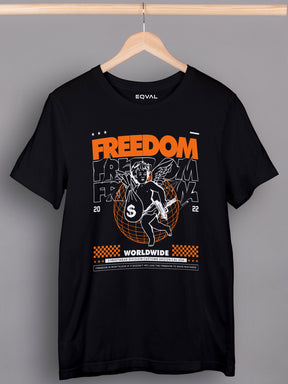 Men's Black Freedom Printed T-shirt