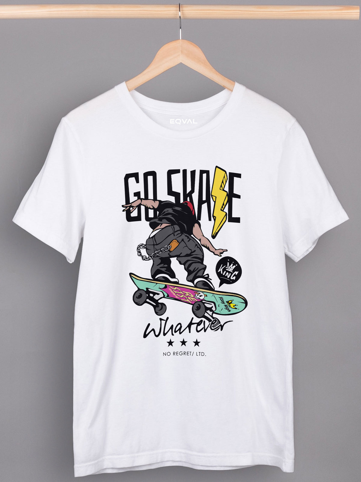 Men's White Go Skate Printed T-shirt