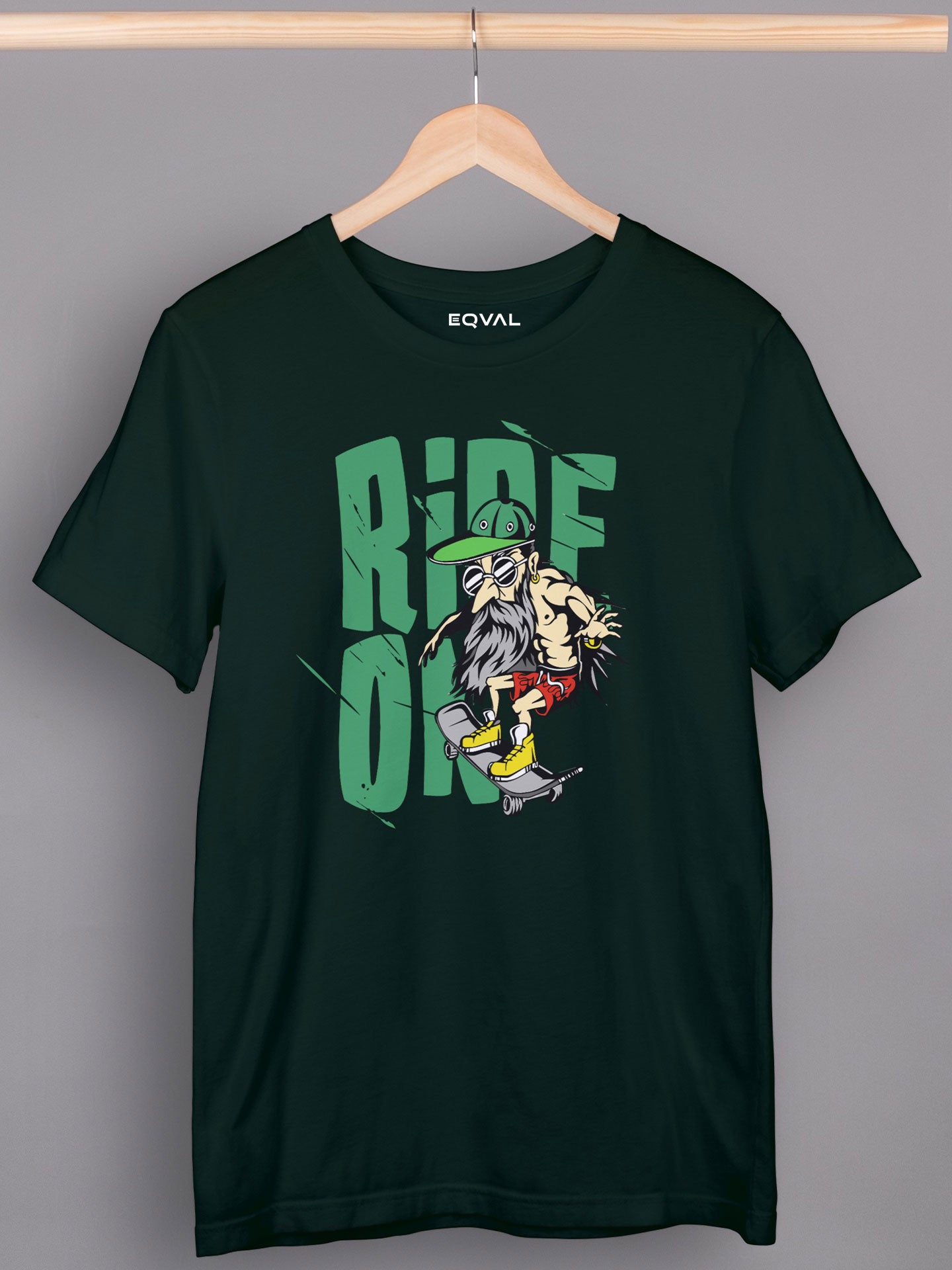 Men's Green Ride On Printed T-shirt