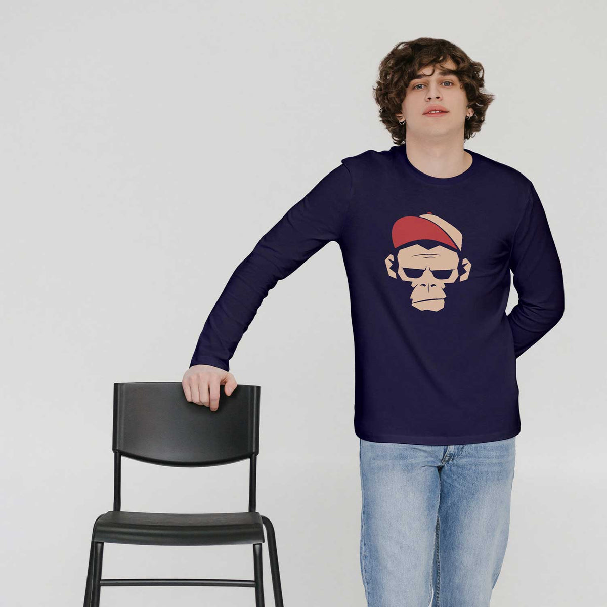 Monkey head Printed Full Sleeve T-shirt