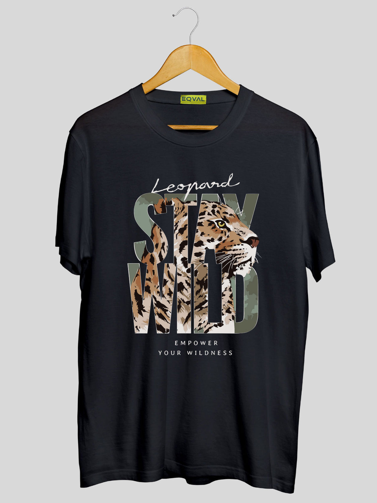Men's Black Stay Wild Printed T-shirt