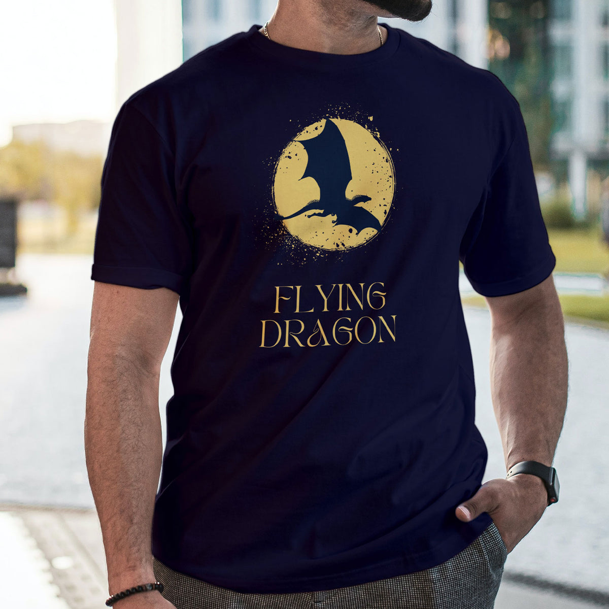 Flying Dragon Printed T-shirt For Men