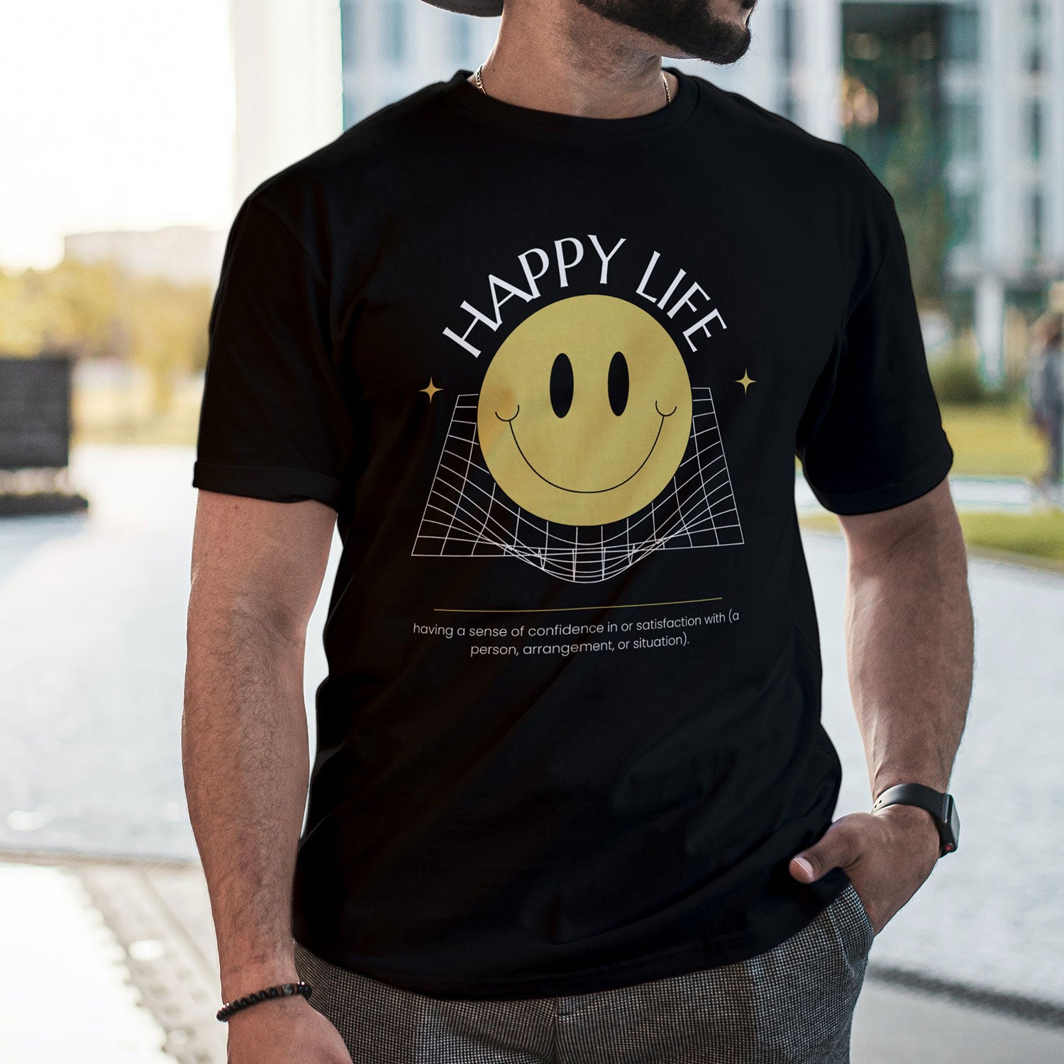 Happy Life Printed T-shirt For Men