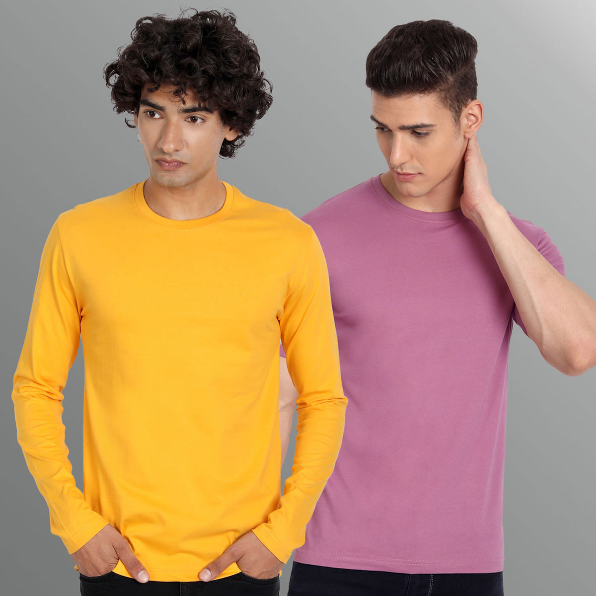 Full Sleeve Yellow and Half Sleeve Onion T-shirt Combo For Men