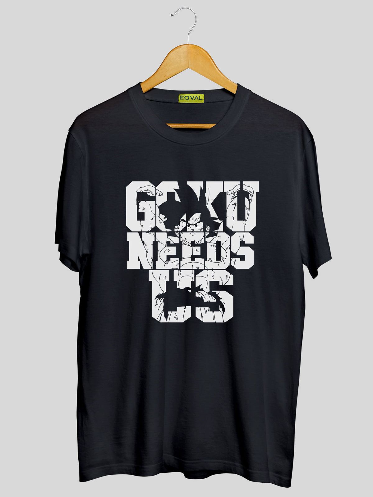 Men's Black Goku Needs Us Printed T-shirt