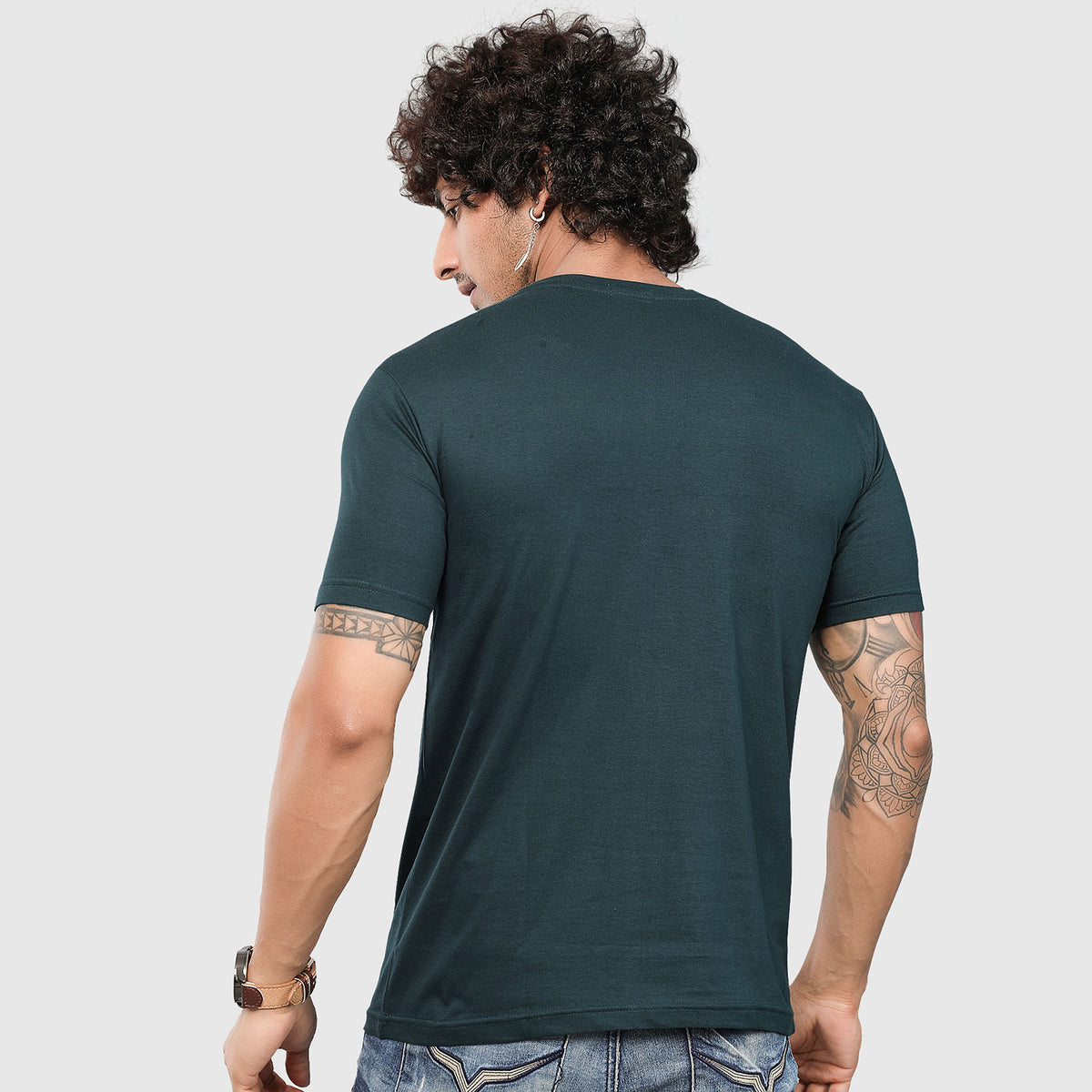 Green Half Sleeve Plain T-Shirt