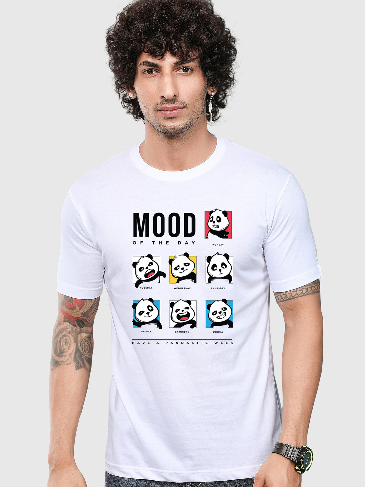 Men's White Mood Printed T-shirt