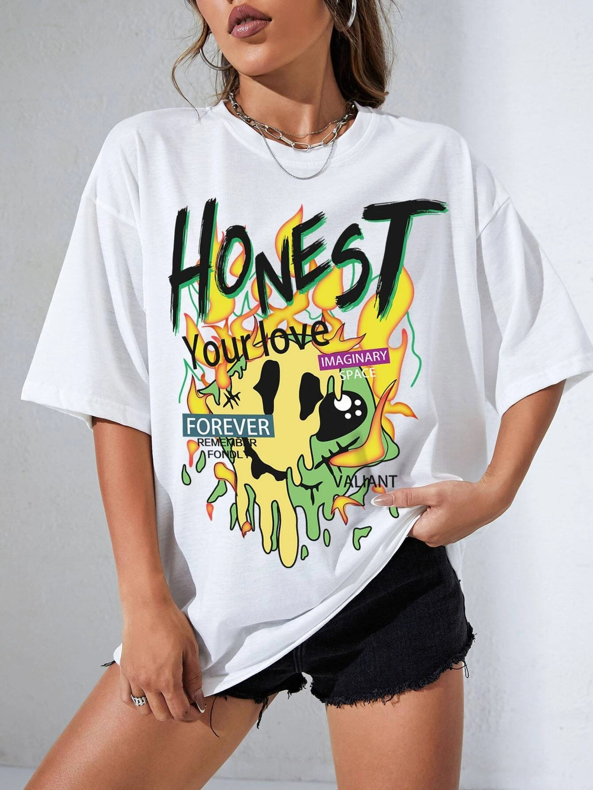 Honest Print Drop Shoulder Oversized T-shirt