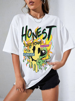 Honest Print Drop Shoulder Oversized T-shirt