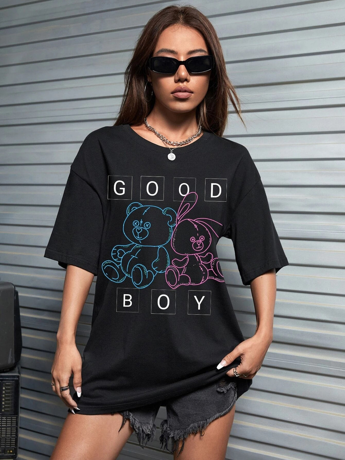 GOOD BOY Graphic Drop Shoulder T-shirt