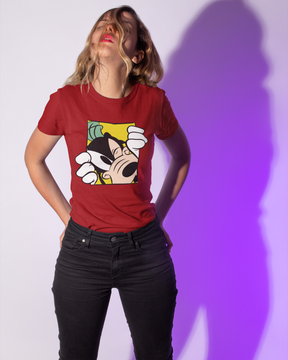 Woman's Maroon Goofy Printed T-shirt