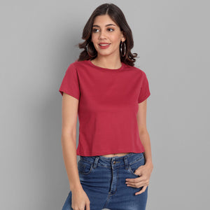 Red Plain Crop Top