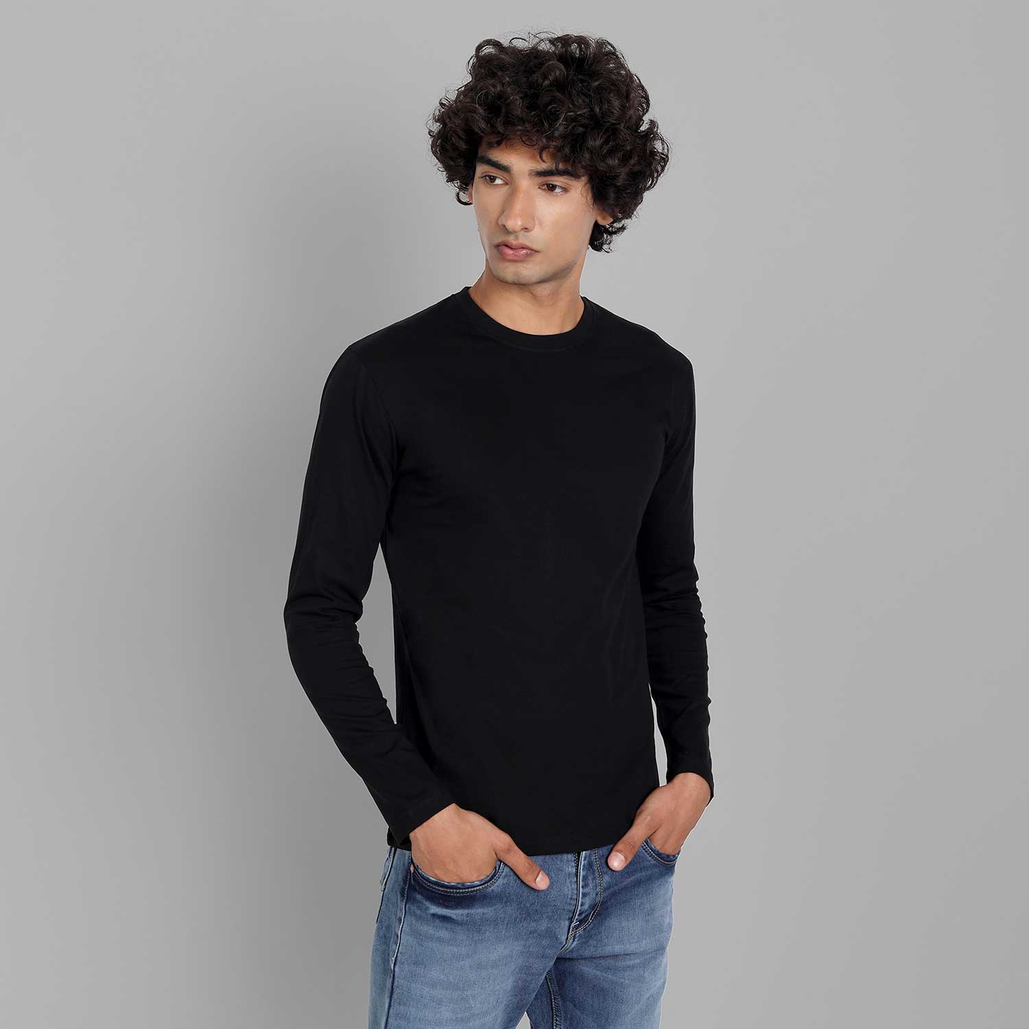 Plain Half Sleeve White And Full Sleeve Black T-shirt Combo For men