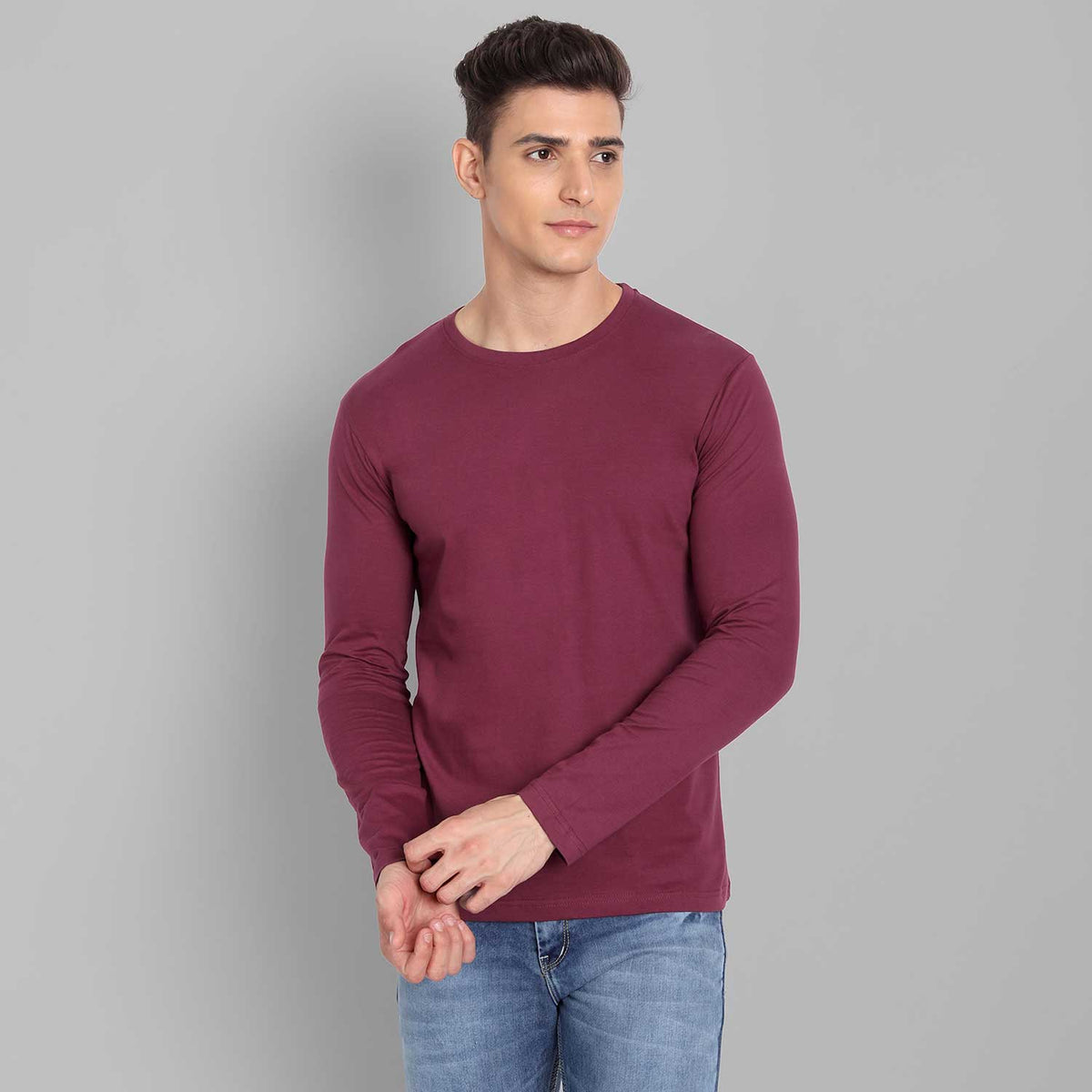 Full Sleeve Maroon And Half Sleeve Red T-shirt Combo For Men