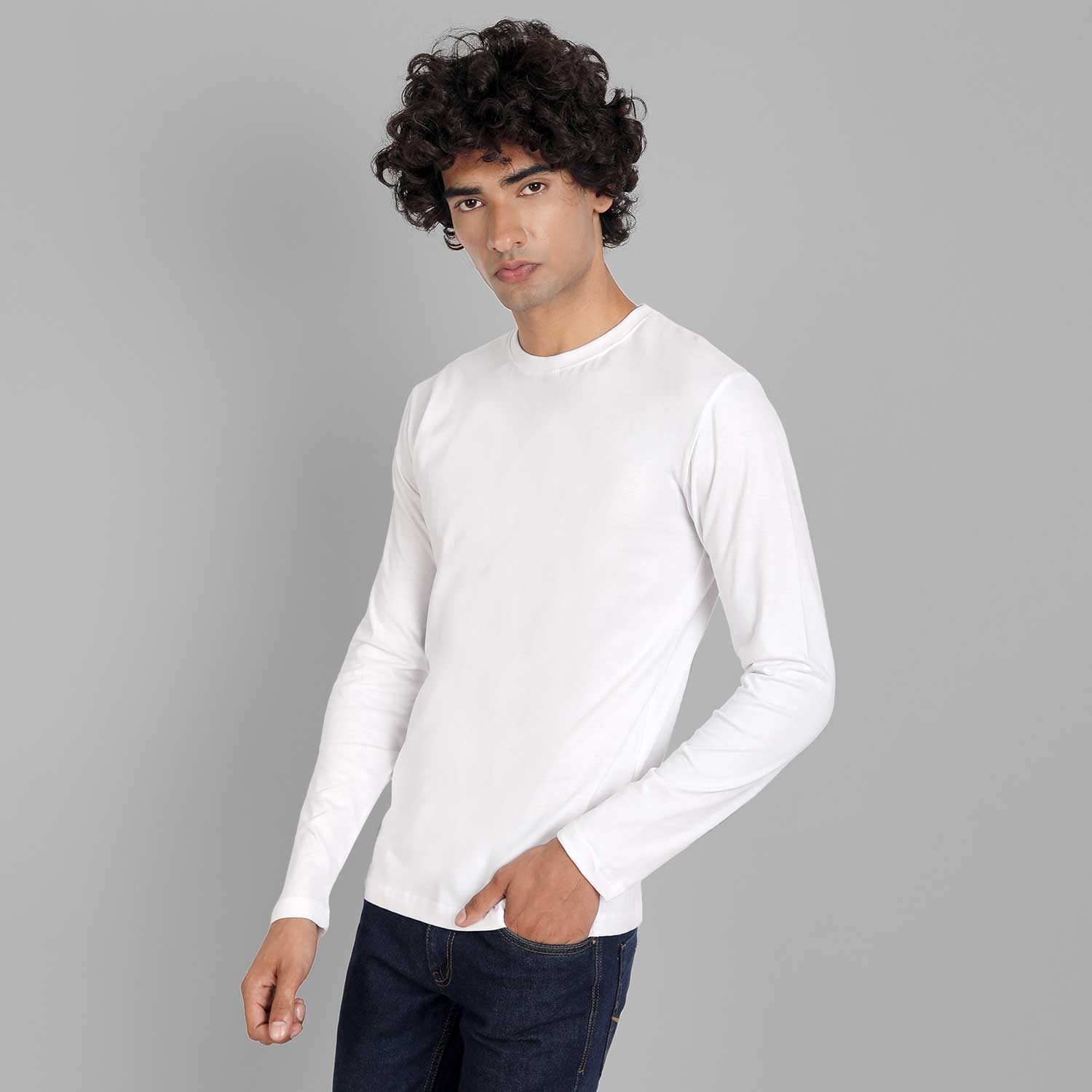 Full Sleeve White And Black T-shirt Combo For Men