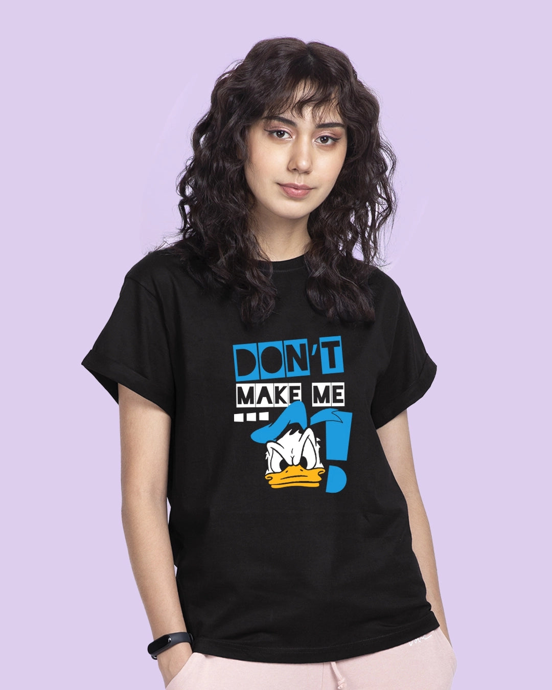 Woman's Black Don't Make Me Angry Printed Boyfriend T-shirt