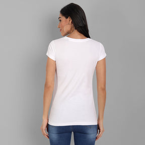 Woman's White Half Sleeve T-shirt