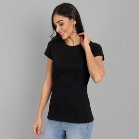Woman's Black Half Sleeve T-shirt