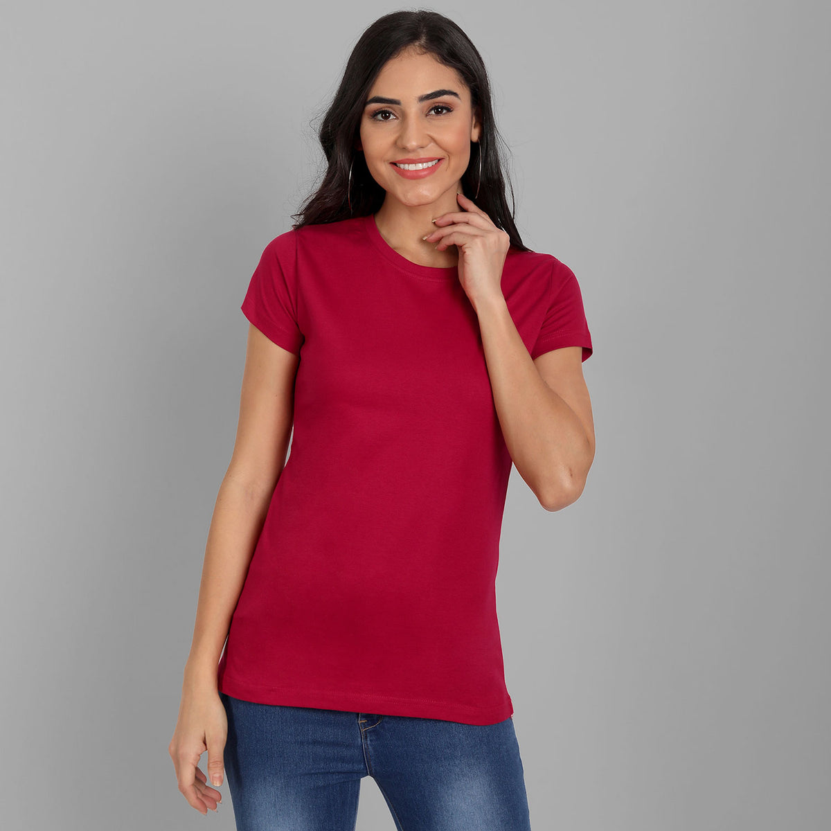 Woman's Red Half Sleeve T-shirt