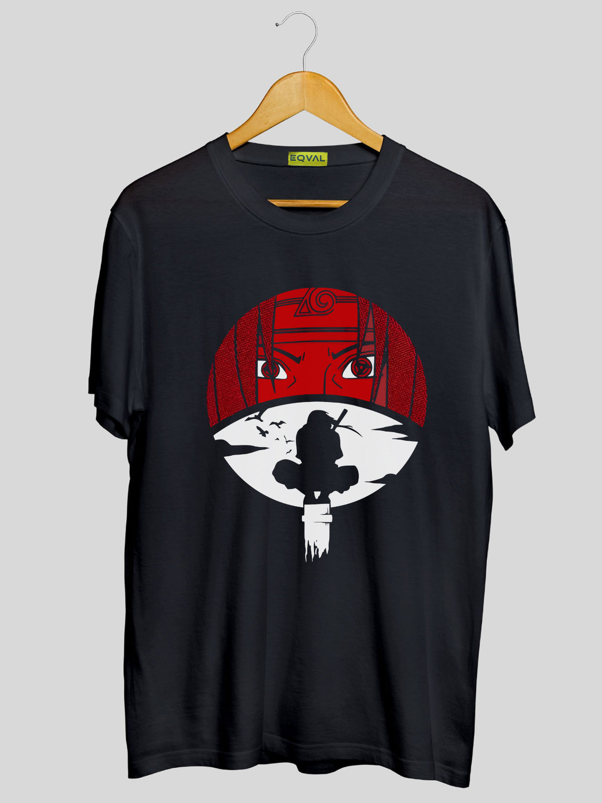 Men's Black itachi uchiha Printed T-shirt