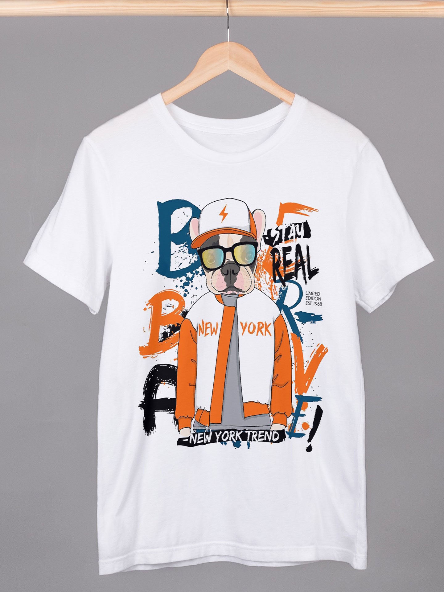 Men's White Stay Real Printed T-shirt