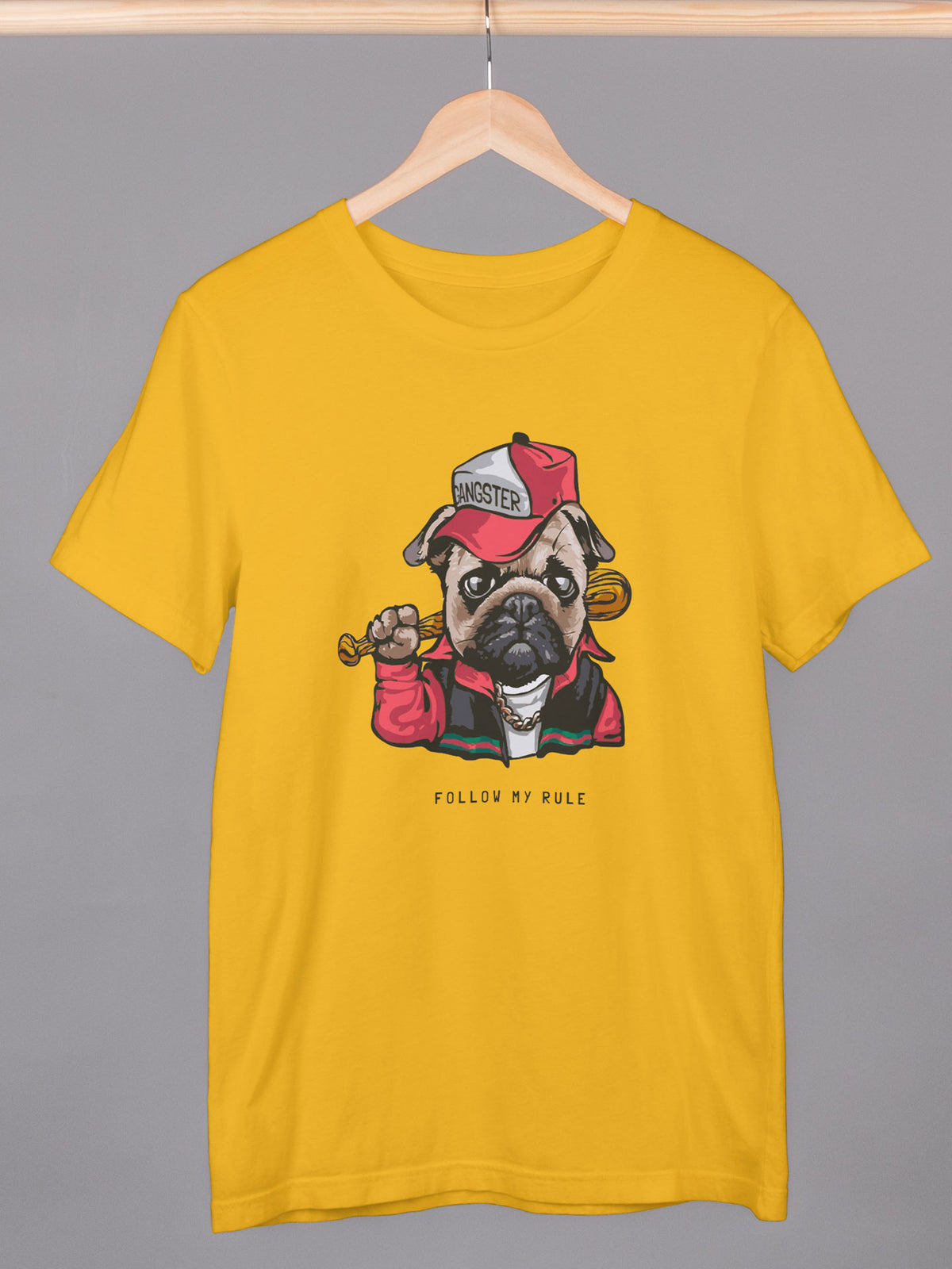 Men's Yellow Follow My Rule Printed T-shirt
