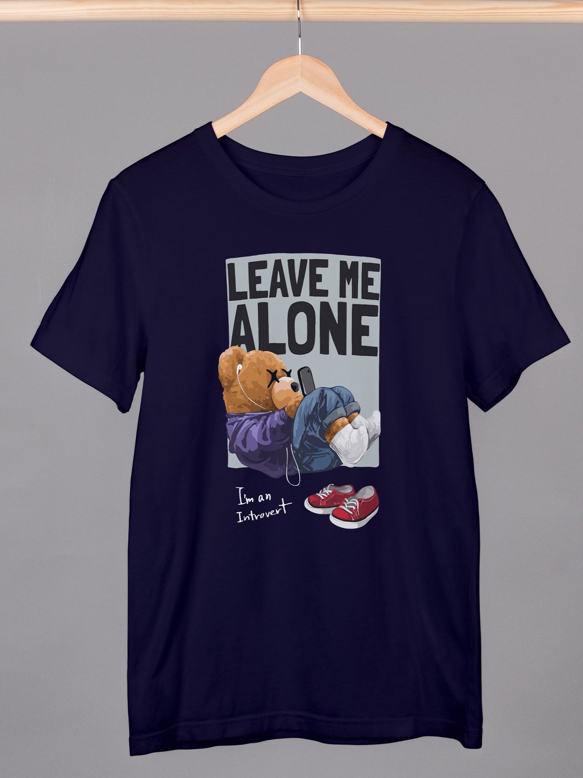 Men's Blue Leave Me Alone Printed T-shirt