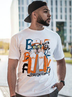 Men's White Stay Real Printed T-shirt