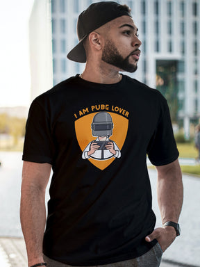 Men's Black Pubg Lover printed T-shirt