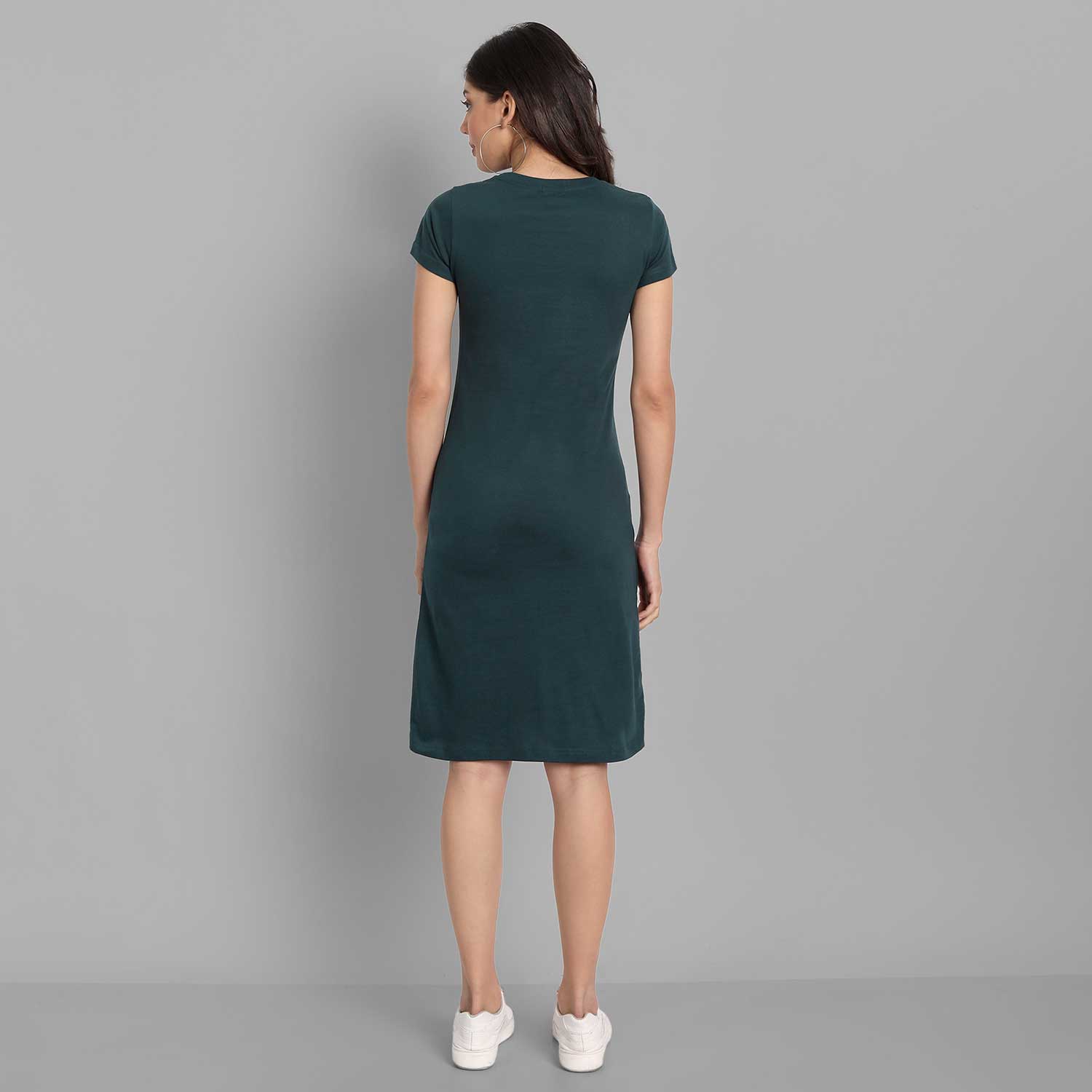 Green Plain Dresses For Woman