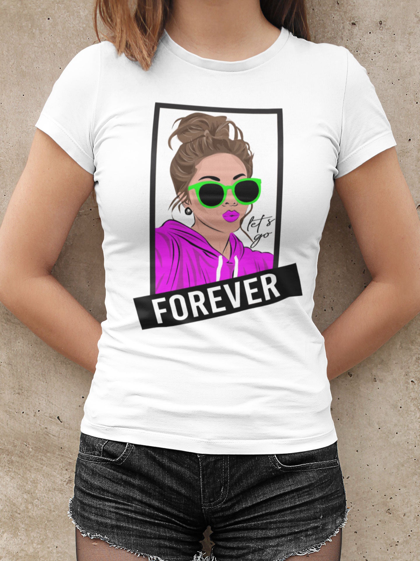 Woman's White FOREVER Printed T-shirt