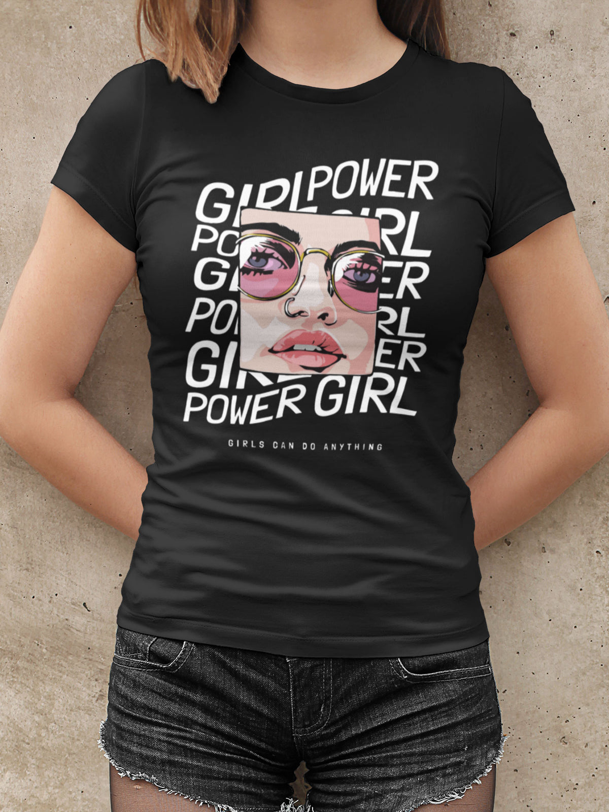 Woman's Black Girl Power Printed T-shirt