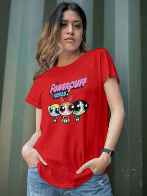 Woman's Red PowerPuff Girls Printed T-shirt